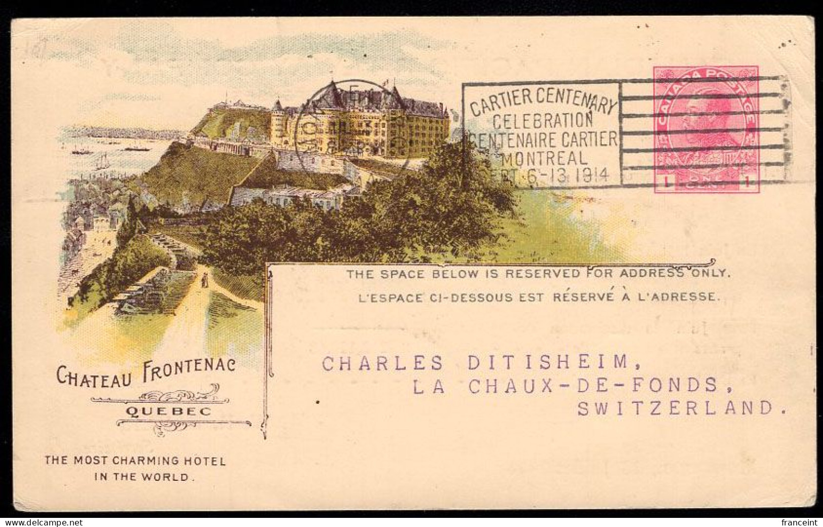 CANADA(1914) Chateau Frontenac. Railway Profits. Postal Card With Color Illustration On Front And Railway Financial Stat - 1903-1954 Rois