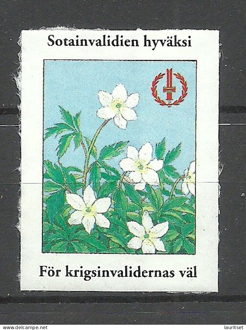 FINLAND FINNLAND For WWII Kriegsinvaliden Invalidenhilfe Poster Stamp Vignette (sticker/Aufkleber) On Piece Blume Flower - Erinnophilie