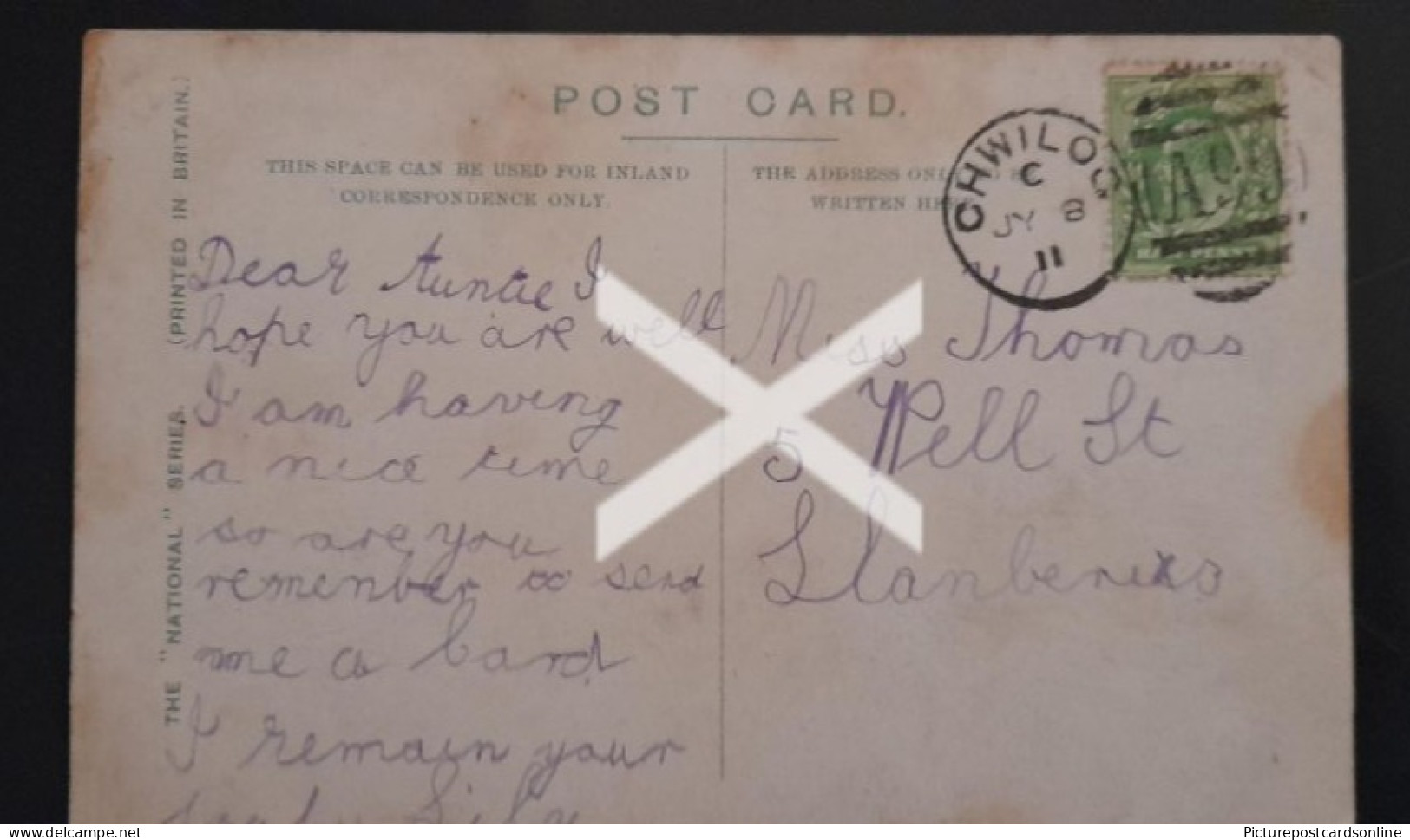 RARE CHWILOG WALES DUPLEX POSTMARK ON POSTCARD THE VILLAGE SMITHY - Unclassified