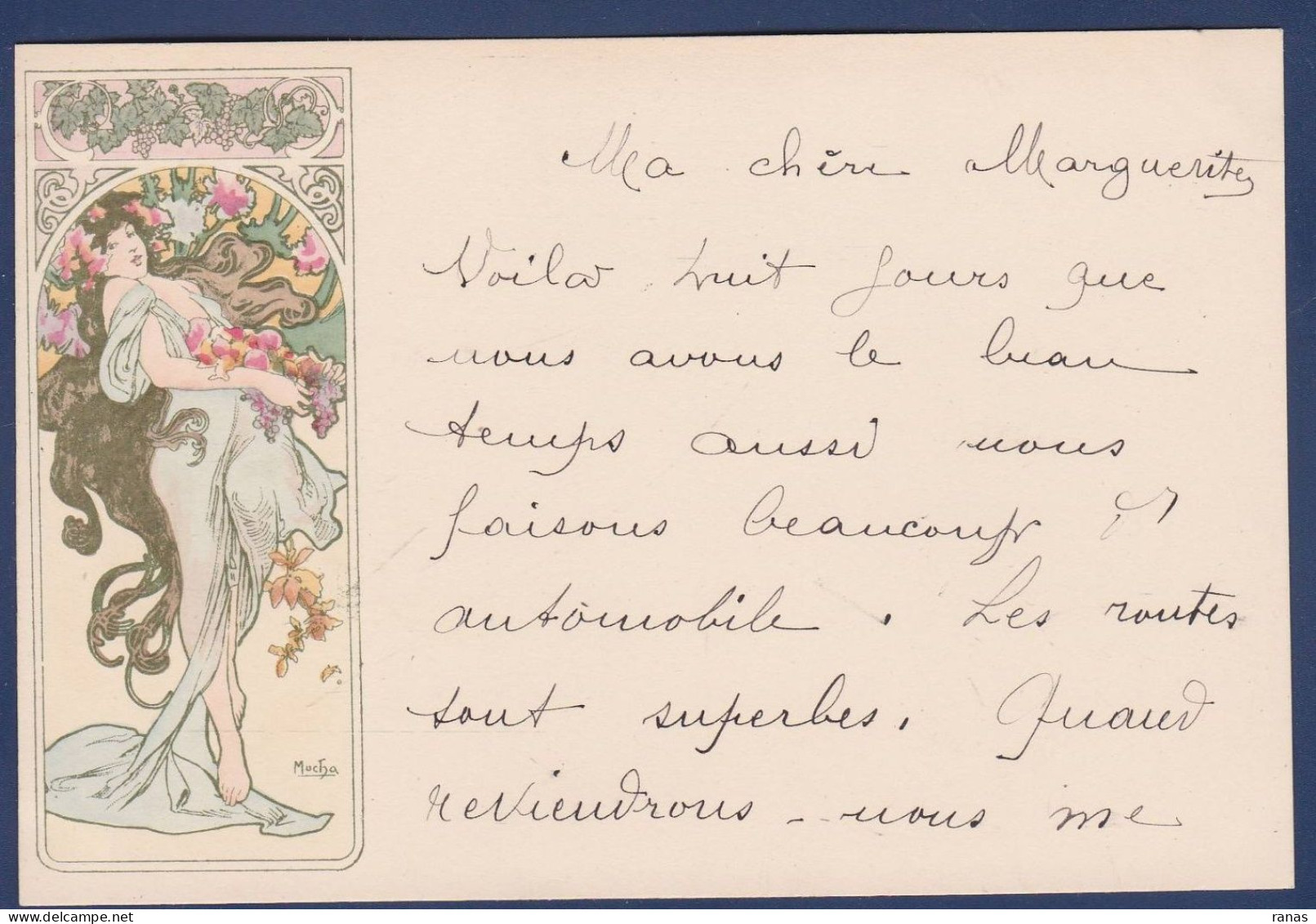 CPA MUCHA Alphonse Art Nouveau écrite Femme Women Voir Dos - Mucha, Alphonse