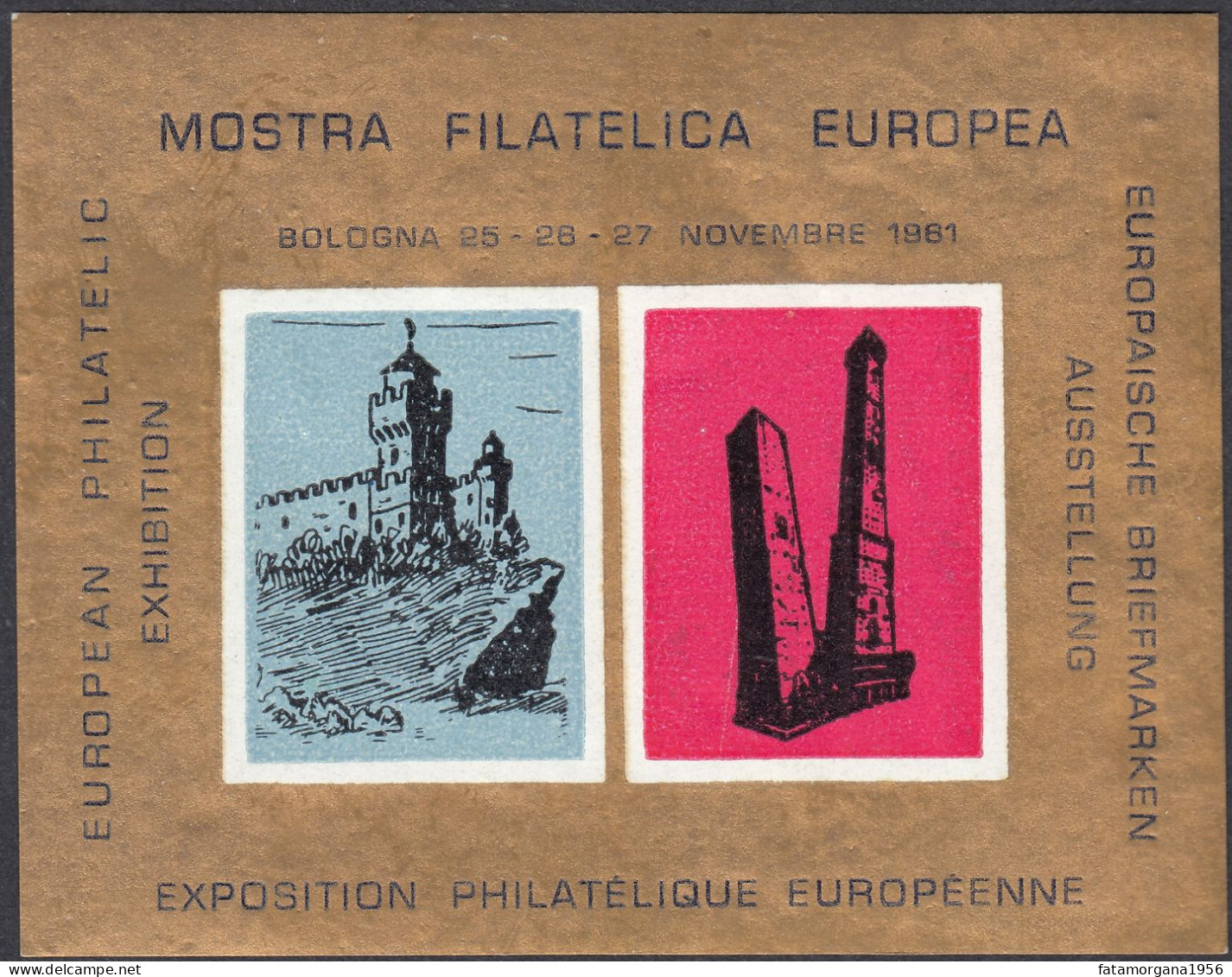 ITALIA - 25/27 Novembre, 1981 - Mostra Filatelica Europea, Bologna, Vignetta Adesiva - Andere & Zonder Classificatie