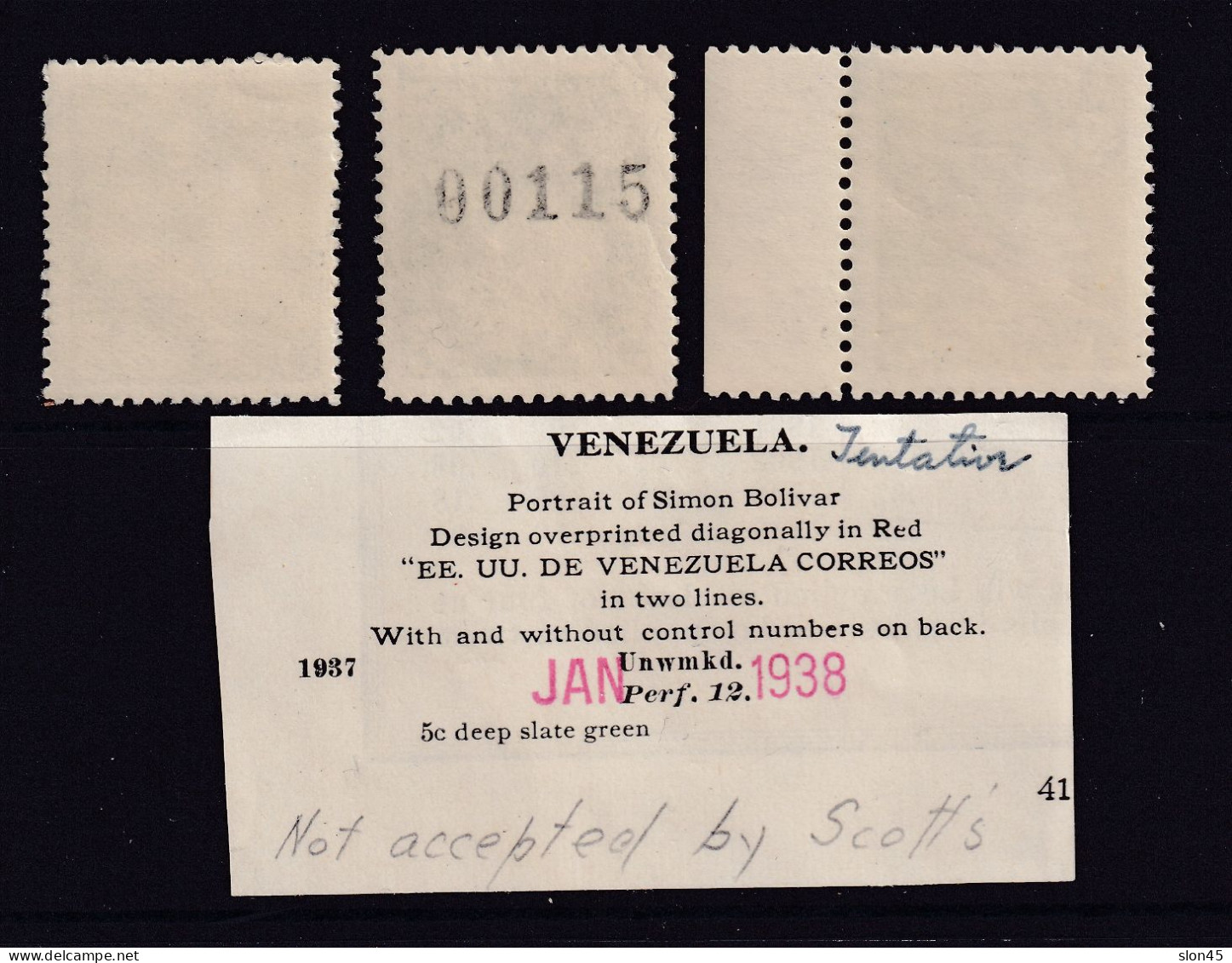 Venezuela 1937 Bolivar Overprint W/wo Control Number MNH 15762 - Venezuela