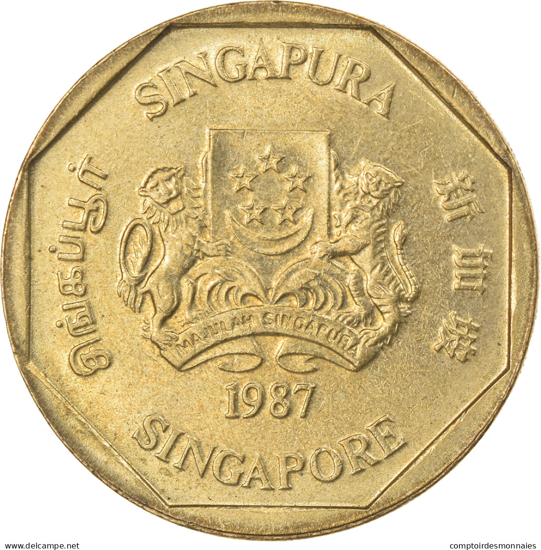 Monnaie, Singapour, Dollar, 1987, British Royal Mint, TTB, Aluminum-Bronze - Singapour