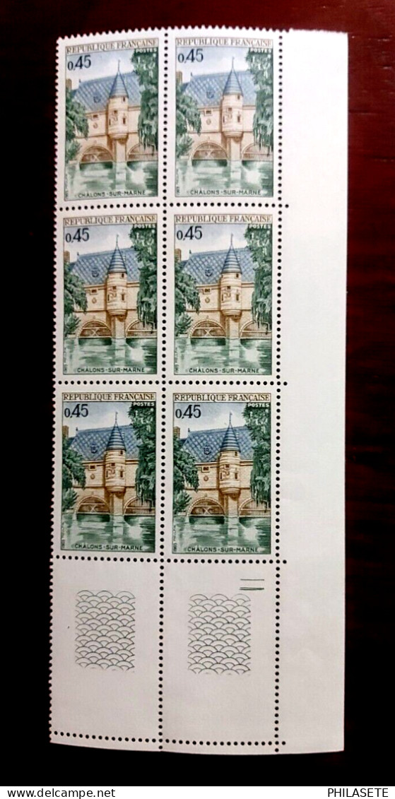 France 1969 Bloc De 6 Timbres Neuf** YV N° 1602 Chalon Sur Marne - Feuilles Complètes