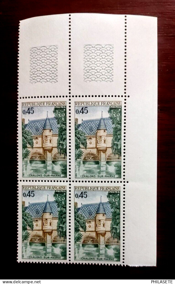 France 1969 Bloc De 4 Timbres Neuf** YV N° 1602 Chalon Sur Marne - Feuilles Complètes