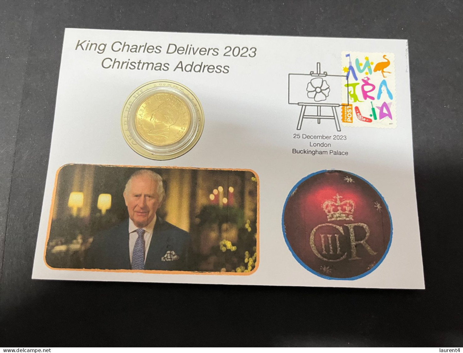 (25-12-2023) (2 W 69) King Charles III Delivers 2023 Christmas Address From Buckingham Palace (with Coin) - Dollar