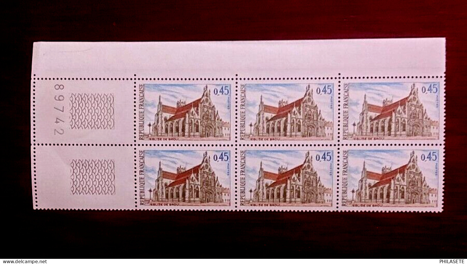 France 1969 Bloc De 6 Timbres Neuf** YV N° 1582 Eglise De Brou - Feuilles Complètes