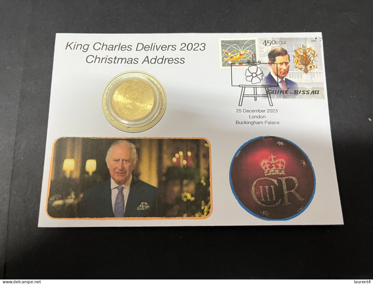 (25-12-2023) (2 W 69) King Charles III Delivers 2023 Christmas Address From Buckingham Palace (with Coin) - Dollar