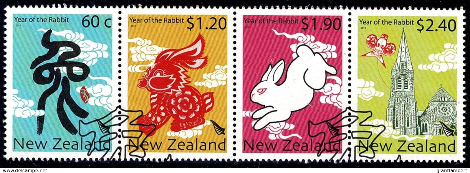 New Zealand 2011 Year Of The Rabbit  Set As Block Of 4 Used - Gebruikt