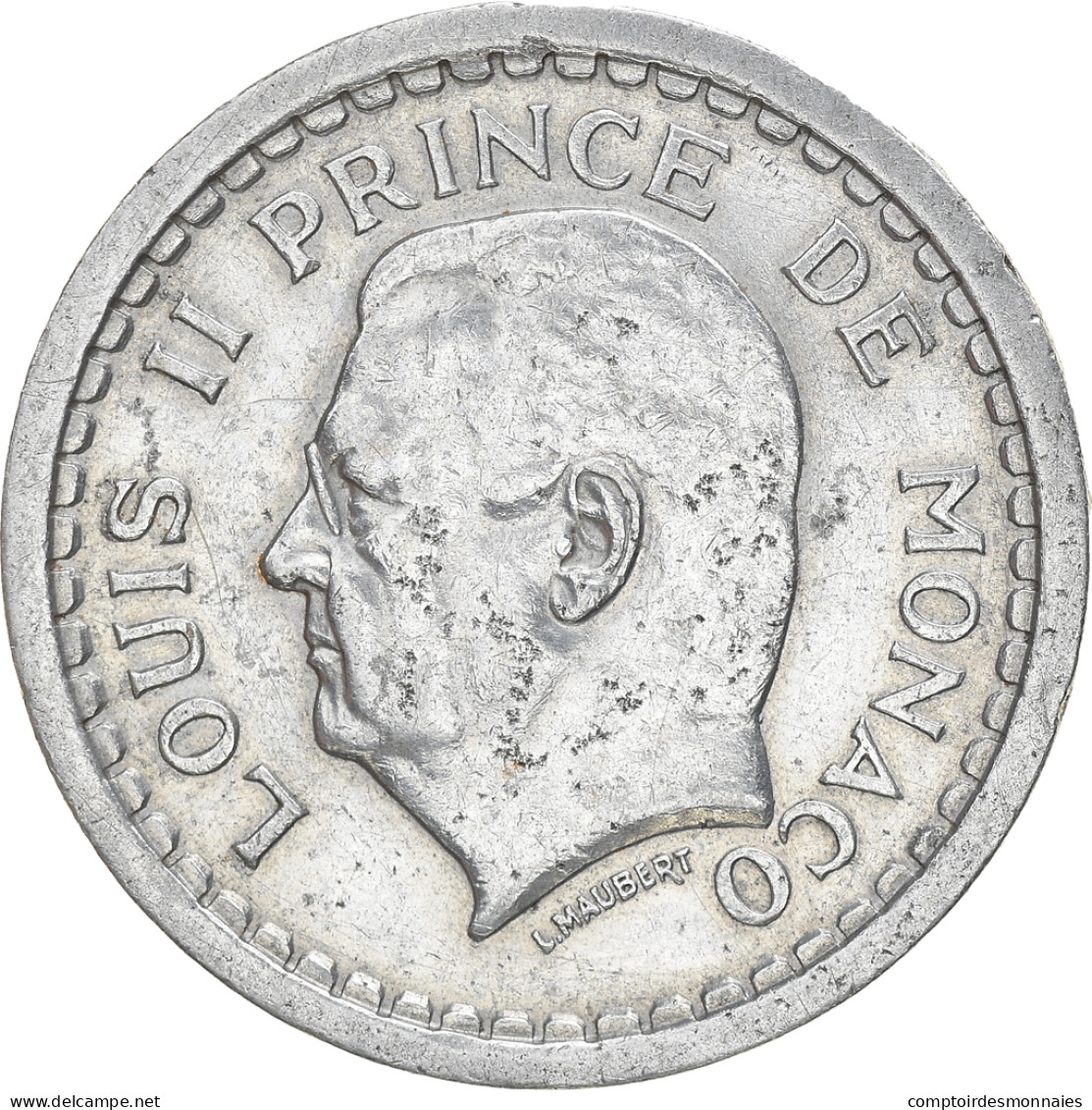 Monnaie, Monaco, 1 Franc, Undated (1943), TTB, Aluminium, Gadoury:MC131 - 1922-1949 Louis II.