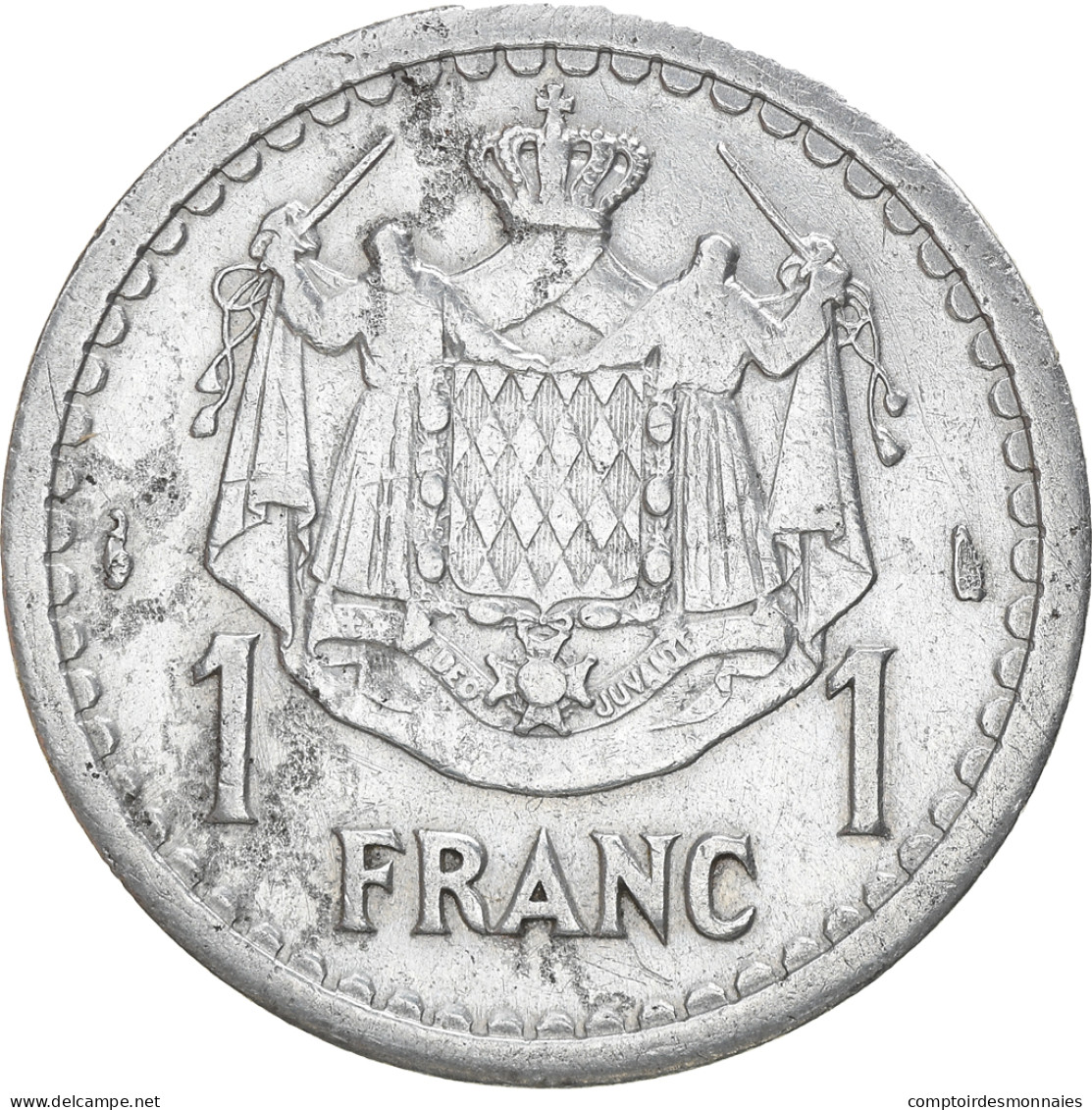 Monnaie, Monaco, 1 Franc, Undated (1943), TTB, Aluminium, Gadoury:MC131 - 1922-1949 Louis II.