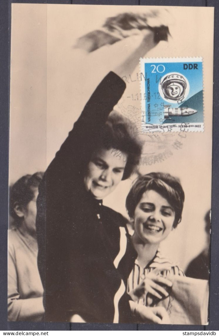 1963 Germany DDR 970 Maximum Card First Female Cosmonaut V. Tereshkova - Cartas Máxima