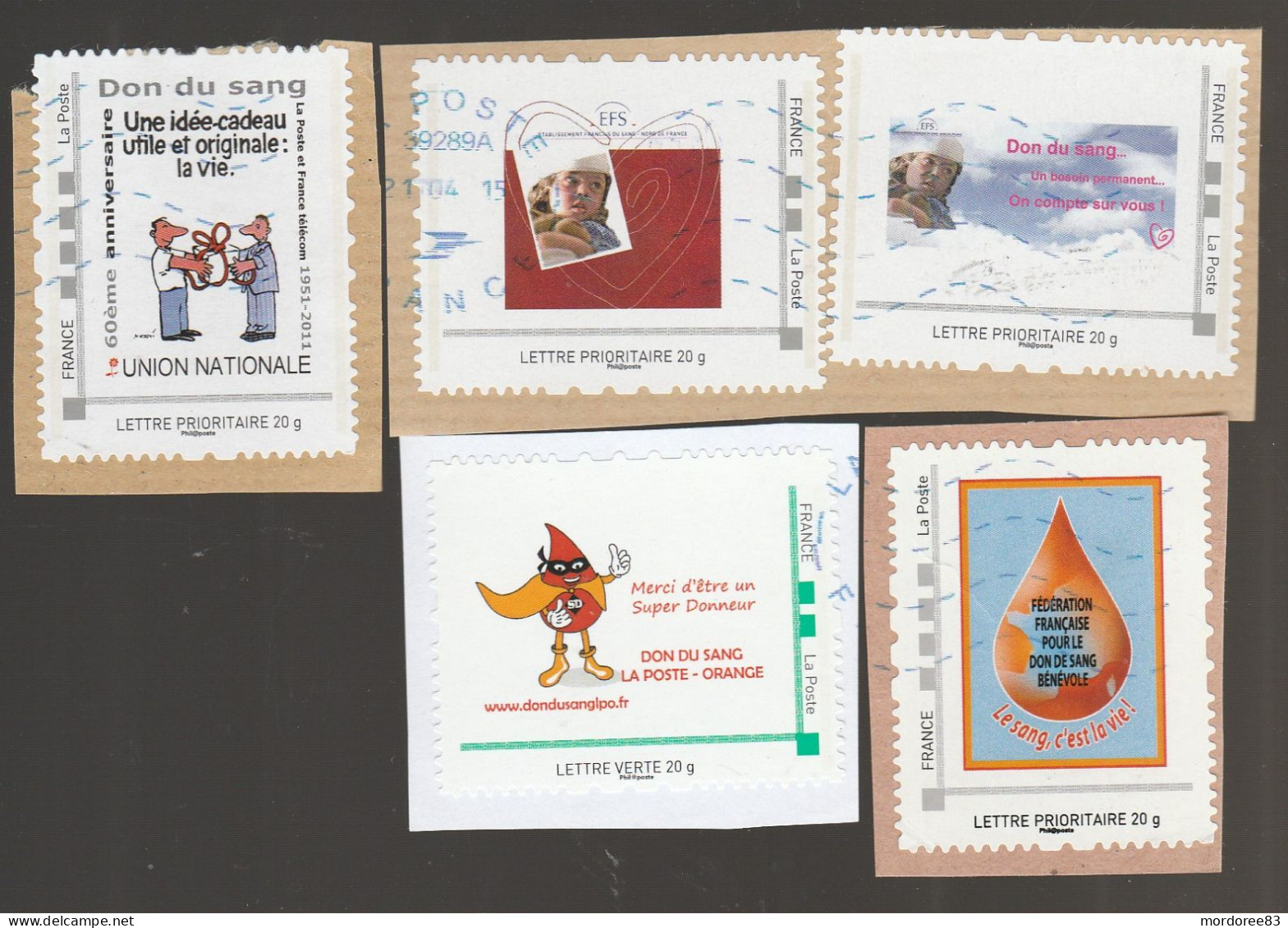 DON DU SANG MONTIMBRAMOI LOT DE 5 OBLITERE.......................................... - Used Stamps