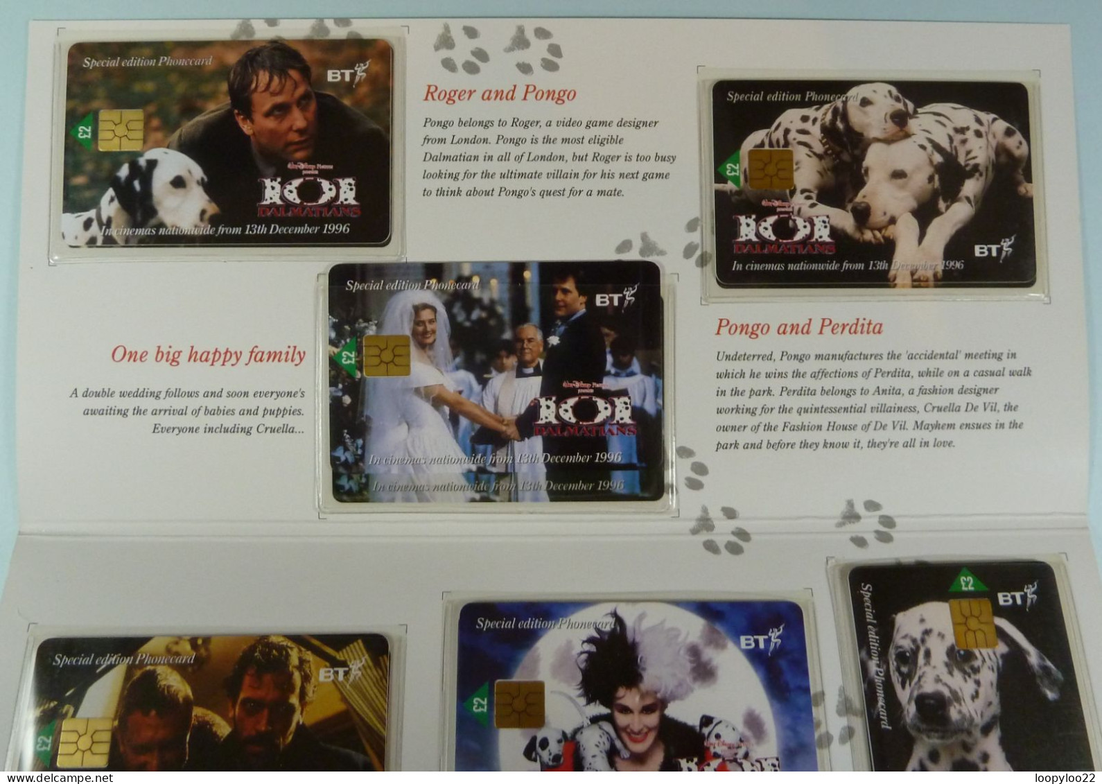 UK - BT - Chip - 101 Dalmations - Set Of 8 Cards - Limited Edition - Mint In Folder With Original Envelope - Other & Unclassified