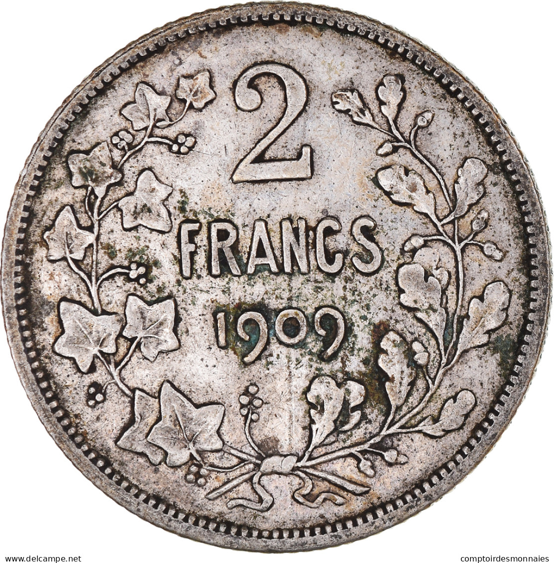 Monnaie, Belgique, Leopold II, 2 Francs, 2 Frank, 1909, TB+, Argent, KM:58.1 - 2 Frank