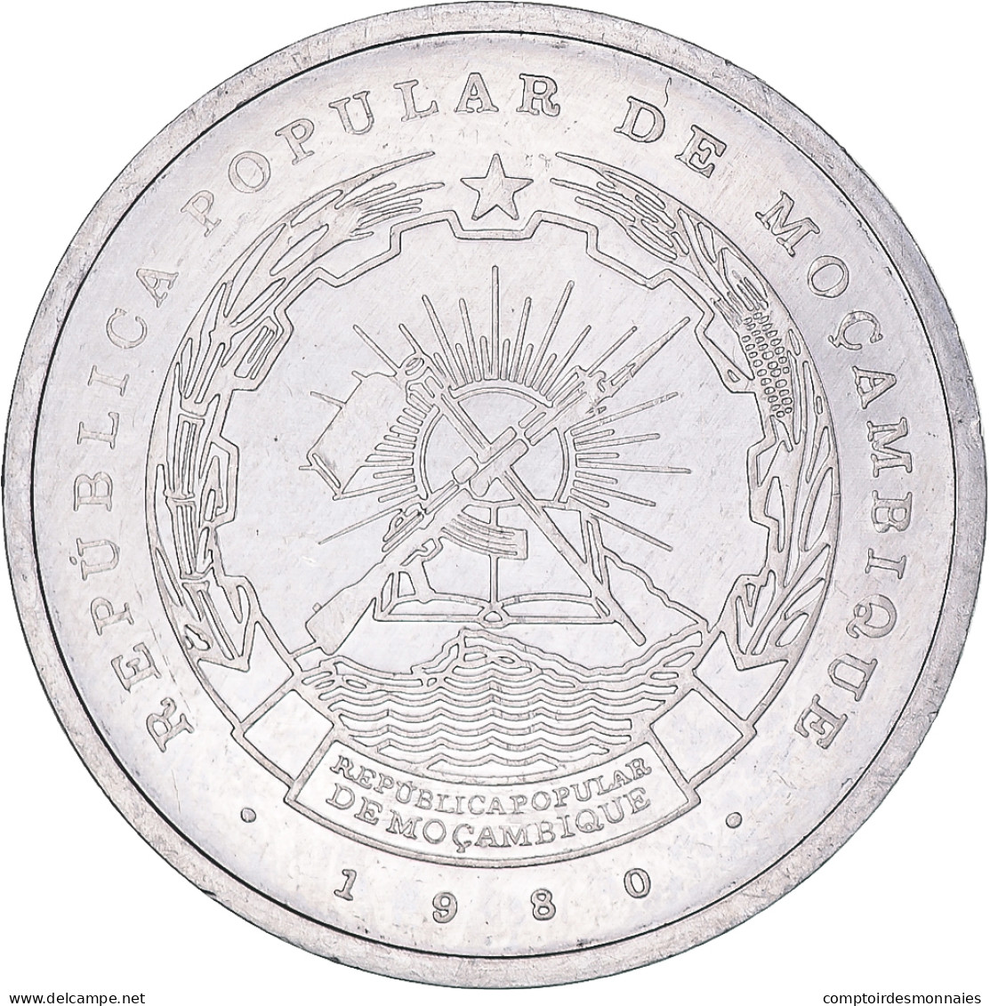 Monnaie, Mozambique, 5 Meticais, 1980, TTB, Aluminium, KM:101 - Mosambik