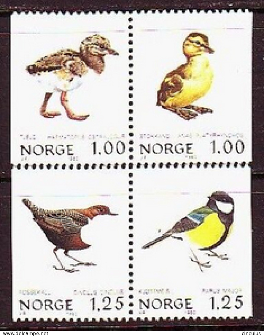 1980. Norway. Birds. MNH. Mi. Nr. 811-14 (2 Pairs) - Unused Stamps