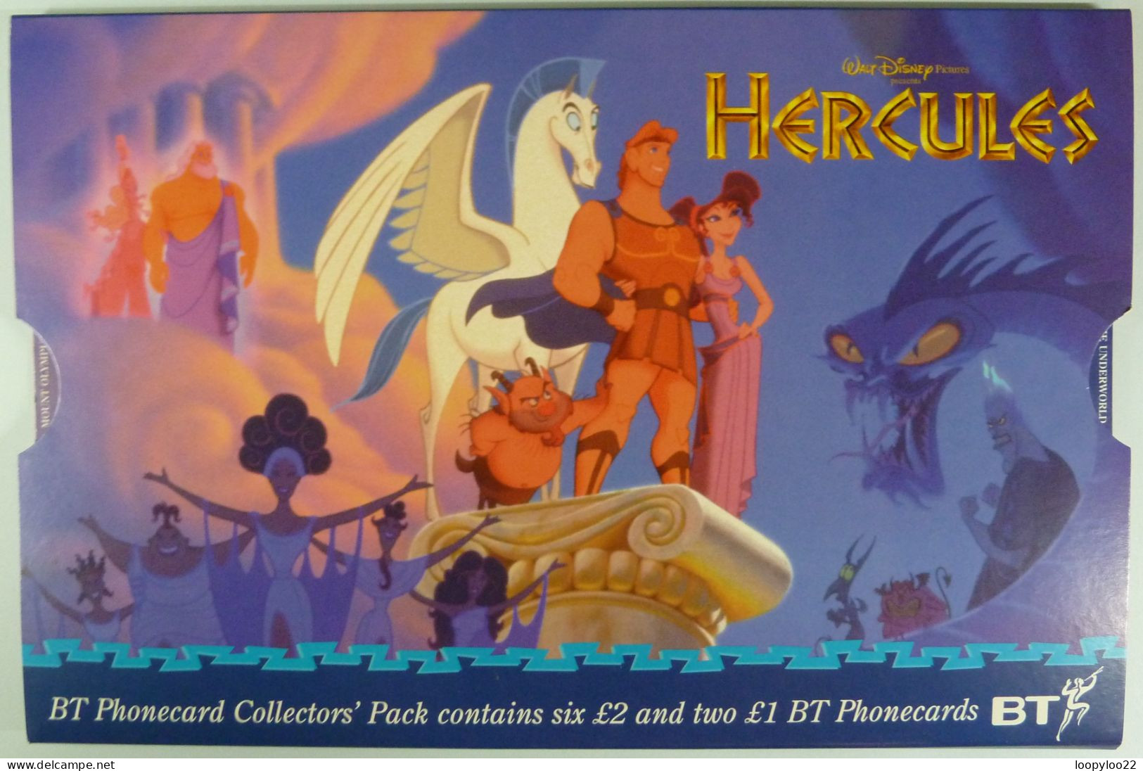 UK - BT - Chip - Walt Disney - HERCULES  The Man. The Myth. The Movie - Set Of 8 - Mint In Folder With Original Envelope - Otros & Sin Clasificación