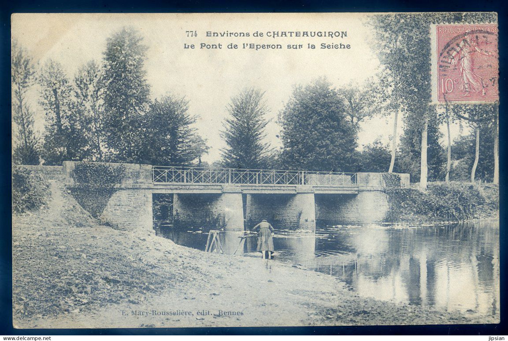 Cpa Du 35 Environs De Chateaugiron -- Le Pont De L' Eperon Sur La Seiche   JUI23-14 - Châteaugiron