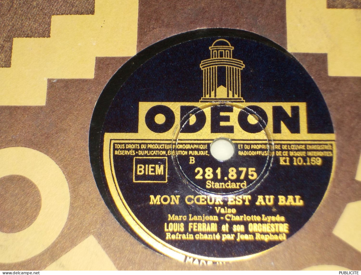 DISQUE 78 TOURS  VALSE ET DU FILM QUAI DES ORFEVES  LOUIS FERRARI 1930 - 78 Rpm - Gramophone Records