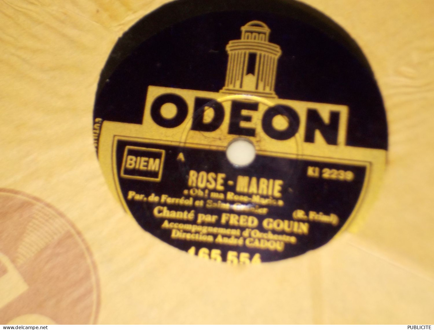DISQUE 78 TOURS VINYL CHANTE PAR FRED GOUIN 1927 - 78 T - Disques Pour Gramophone