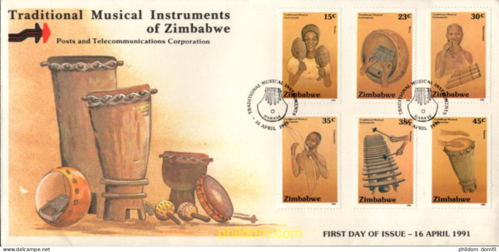 719714 MNH ZIMBABUE 1991 INSTRUMENTOS DE MUSICA TRADICIONALES - Zimbabwe (1980-...)