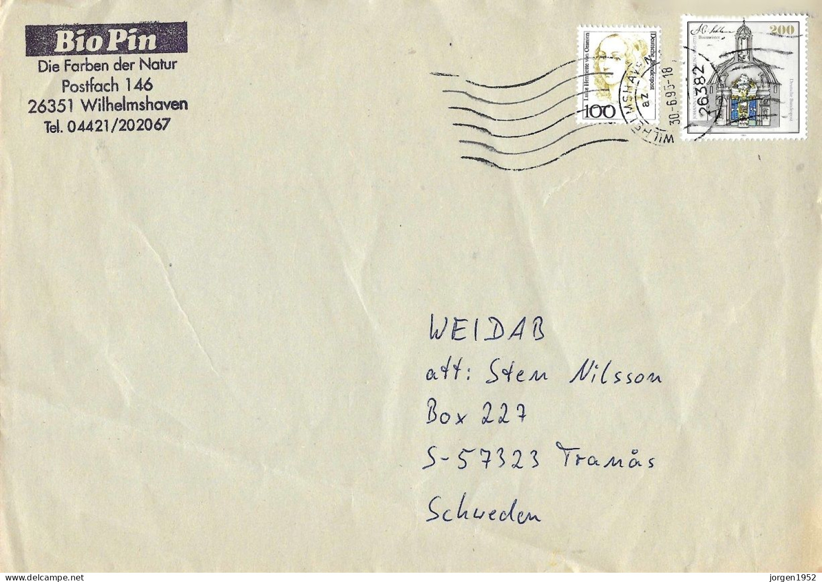GERMANY # FROM 1995 Bio Pin - Enveloppes Privées - Oblitérées
