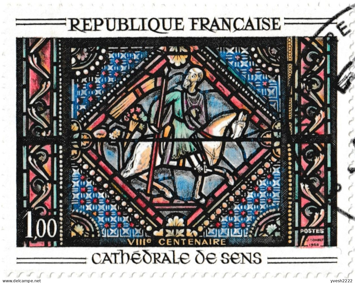 France 1965 Y&T 1427. 3 Cartes Maximum, Curiosités D'impression. Vitrail De La Cathédrale De Sens. Couleurs Déplacées... - Verres & Vitraux