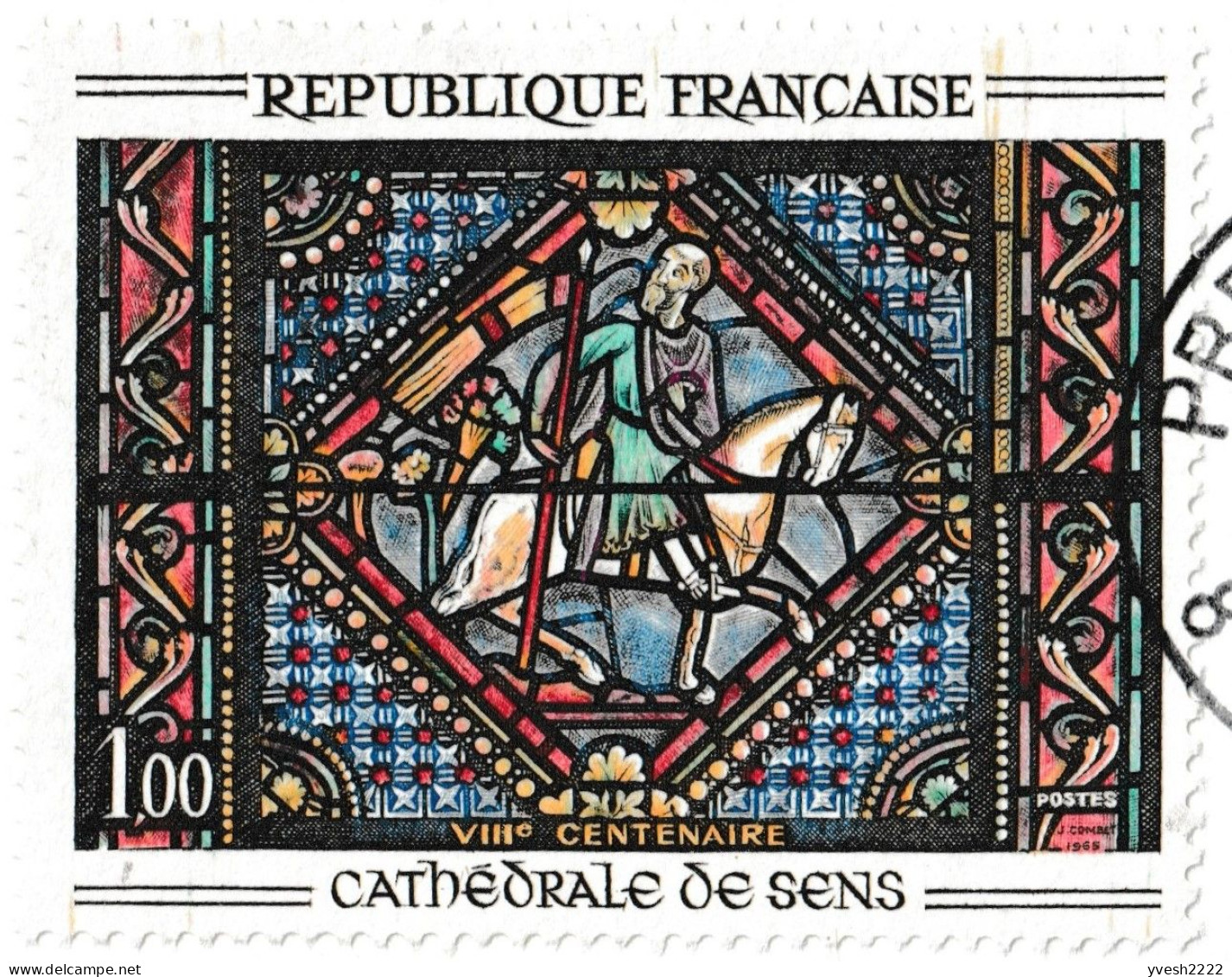 France 1965 Y&T 1427. 3 Cartes Maximum, Curiosités D'impression. Vitrail De La Cathédrale De Sens. Couleurs Déplacées... - Glas & Fenster
