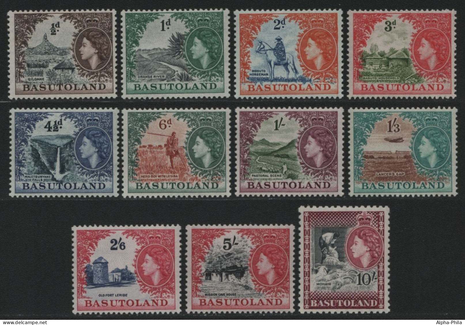 Basutoland 1959 - Mi-Nr. 46-56 * - MH - Queen Elizabeth II - 1933-1964 Kronenkolonie