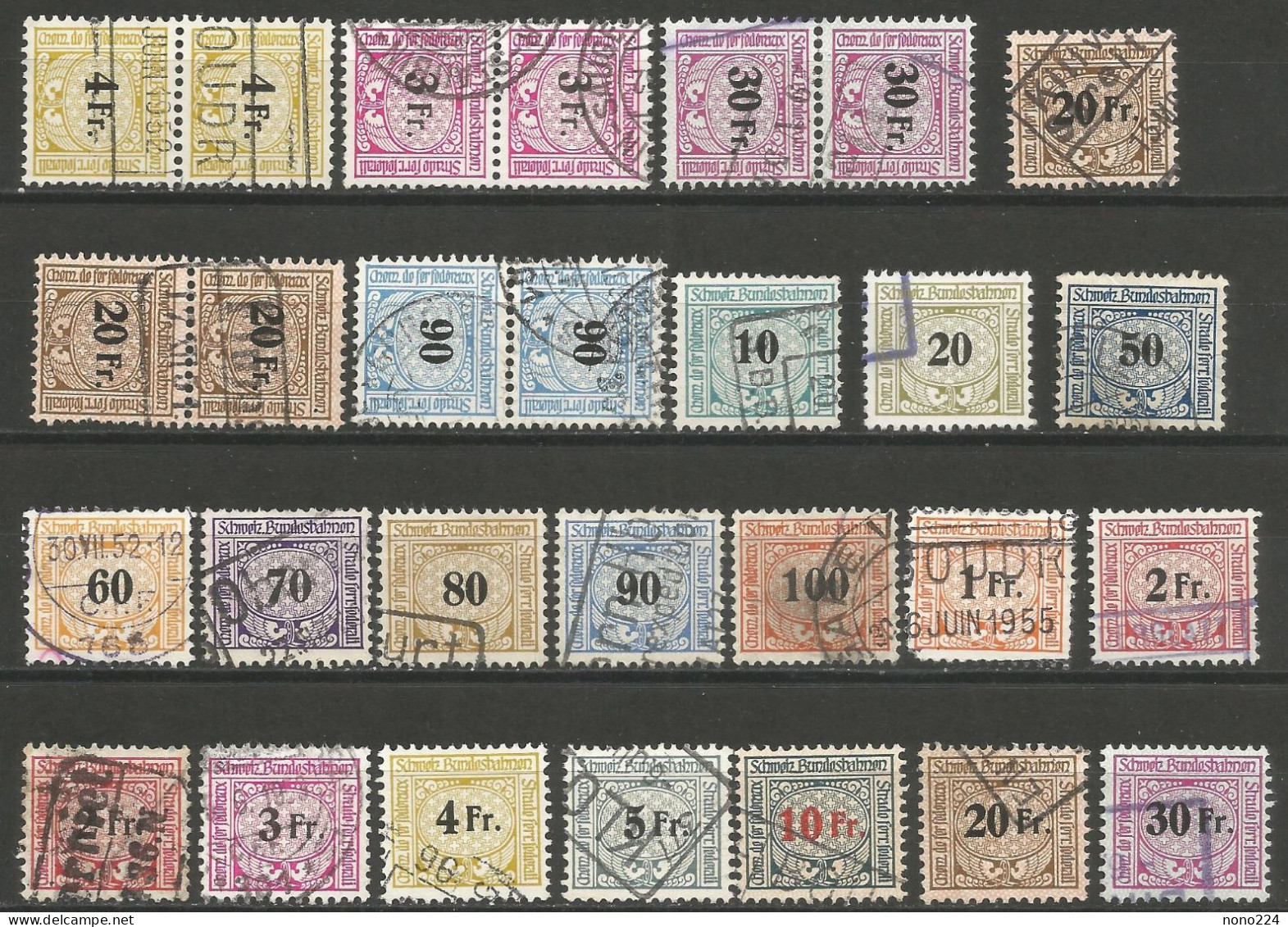 28 Timbres De Suisse ( Timbres Des Chemins De Fer ) - Bahnwesen