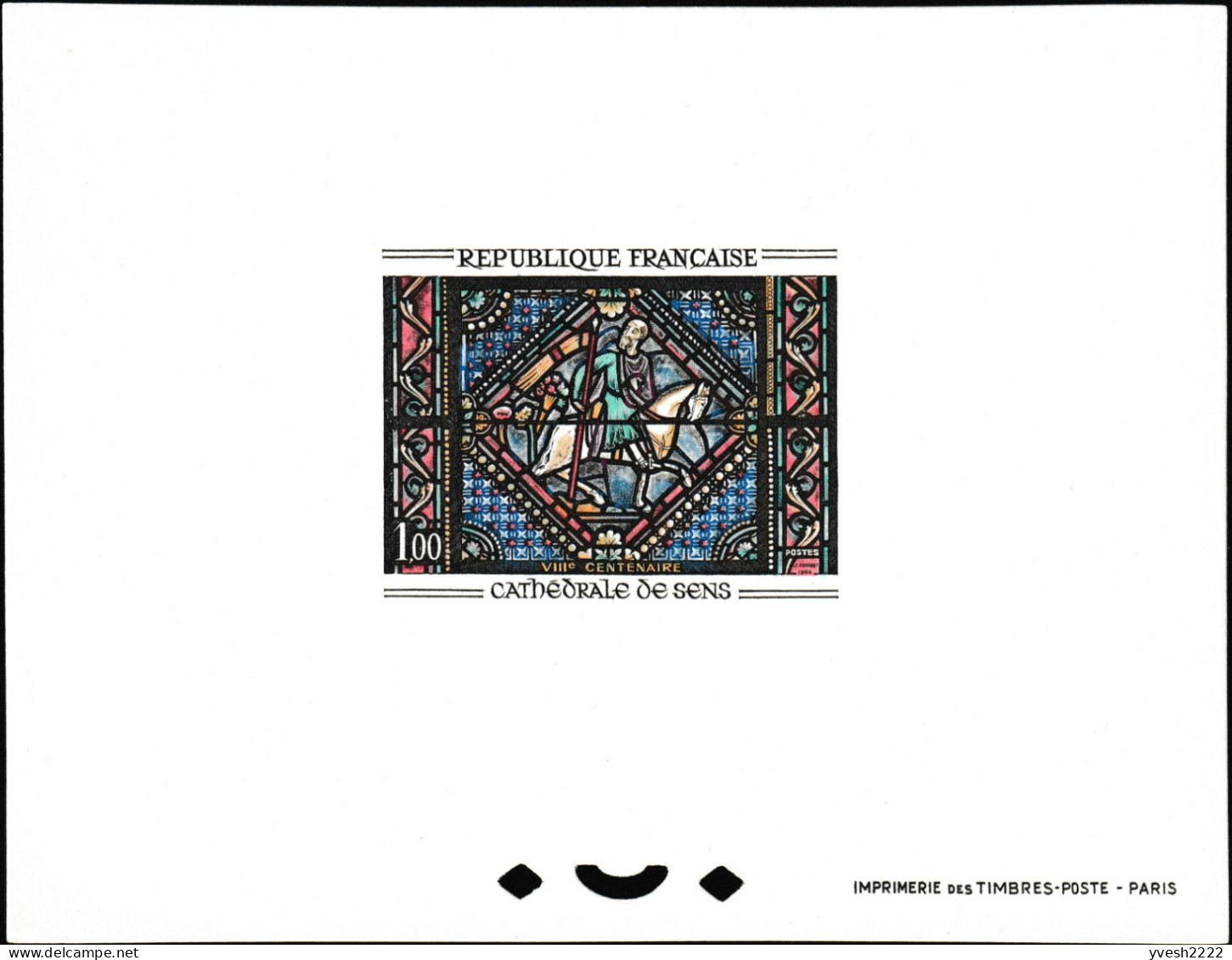 France 1965 Y&T 1427. Vitrail De La Cathédrale De Sens. Feuillet De Luxe, Dit épreuve De Luxe - Glas & Fenster