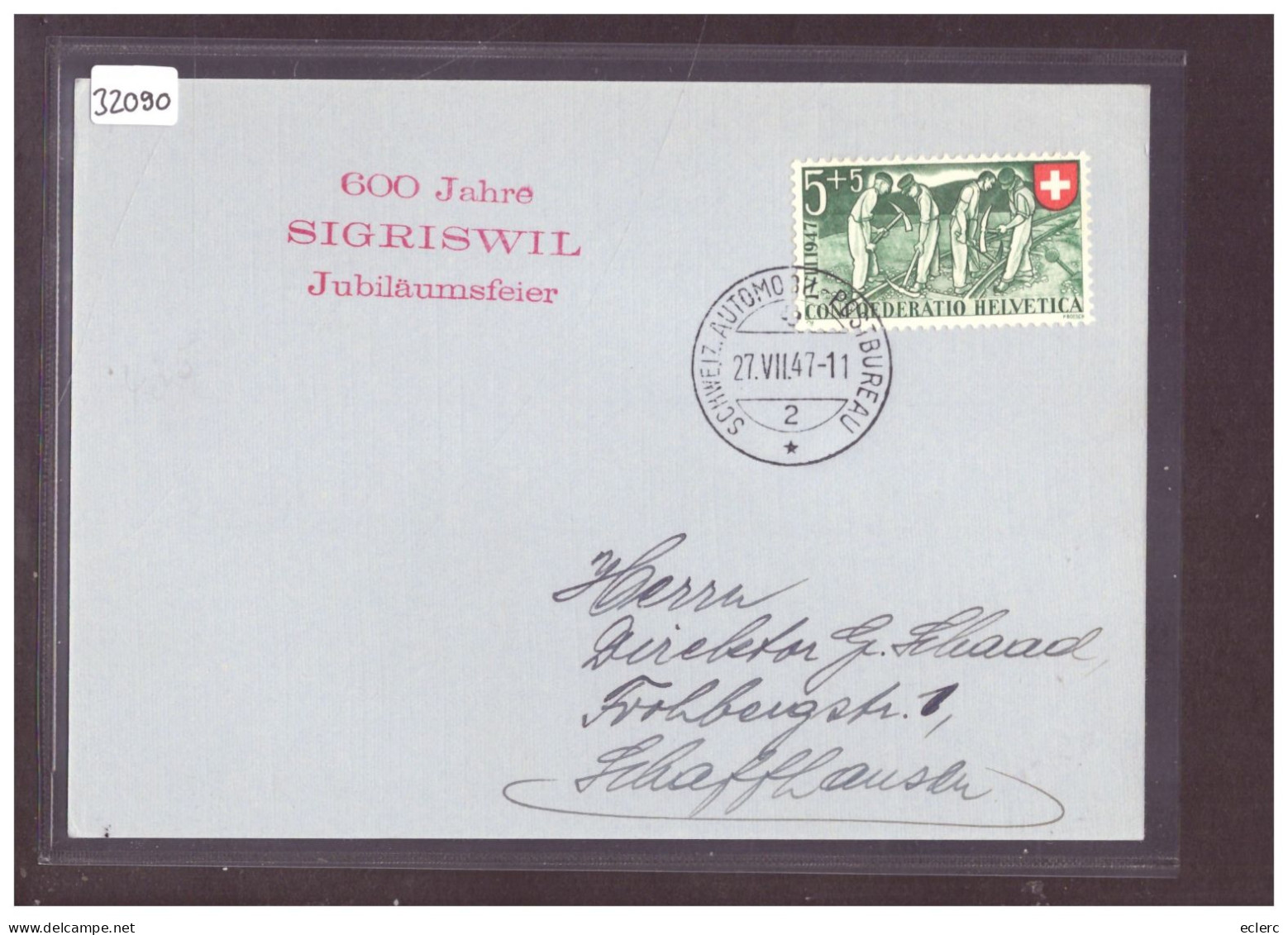 GRÖSSE 10x15cm - SIGRISWIL - 600 JAHRE JUBILÄUMSFEIER 1947 - BUREAU DE POSTE AUTOMOBILE - AUTOMOBIL POSTBUREAU - TB - Sigriswil