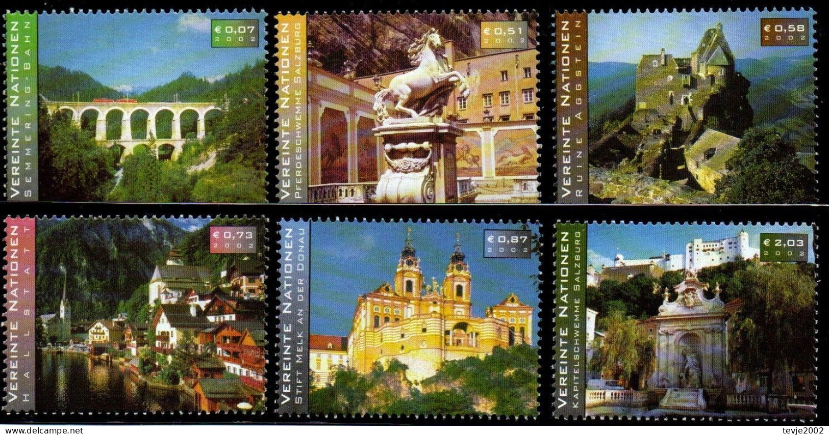 Vereinte Nationen UN Wien 2002 - Mi.Nr. 351 - 356 - Postfrisch MNH - UNESCO Welterbe - Ungebraucht