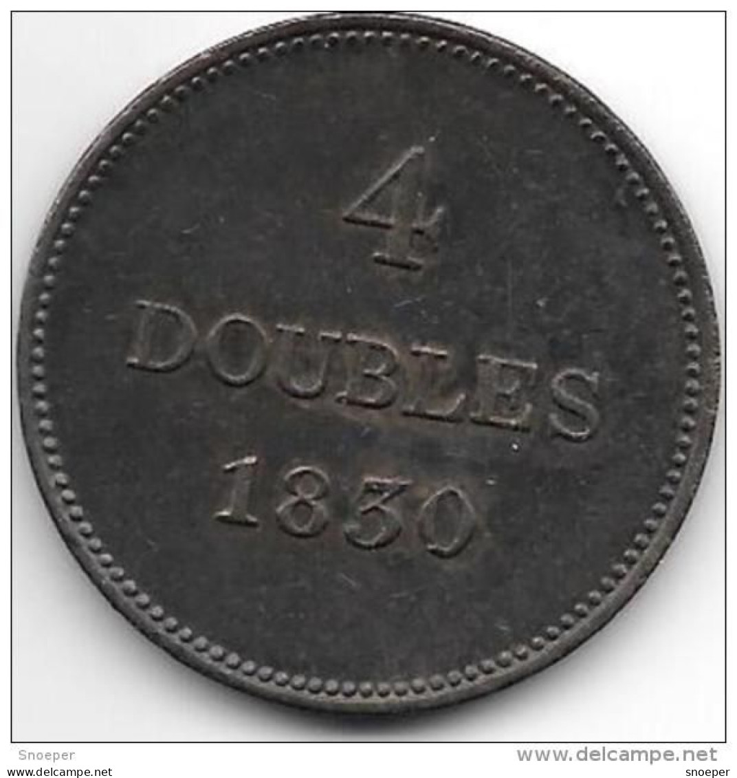 Guernsey 4 Doubles 1830  Km 2 Vf+ !! - Guernsey