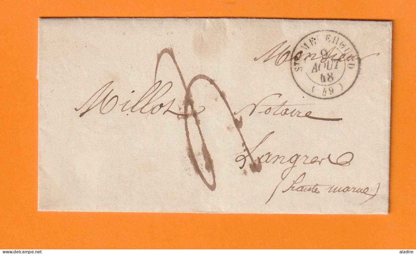 1848 - Lettre Pliée De 2 P.  De Sainte Ste Menehoulde, Marne (rare)  Vers Langres, Haute Marne - Via Chalons Sur Marne - 1801-1848: Precursors XIX