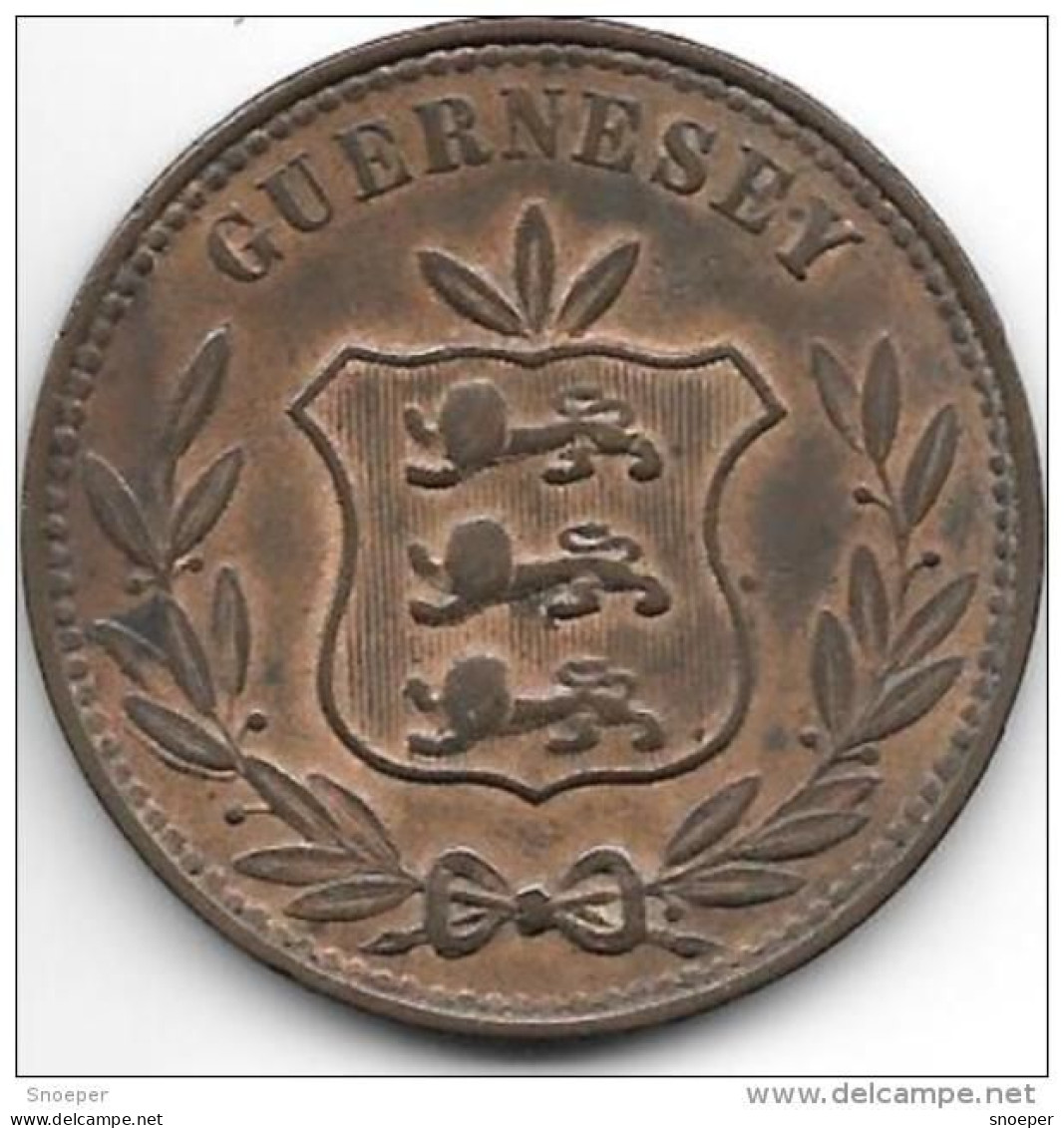 Guernsey 8 Doubles 1868  Km 7  Vf+ - Guernsey