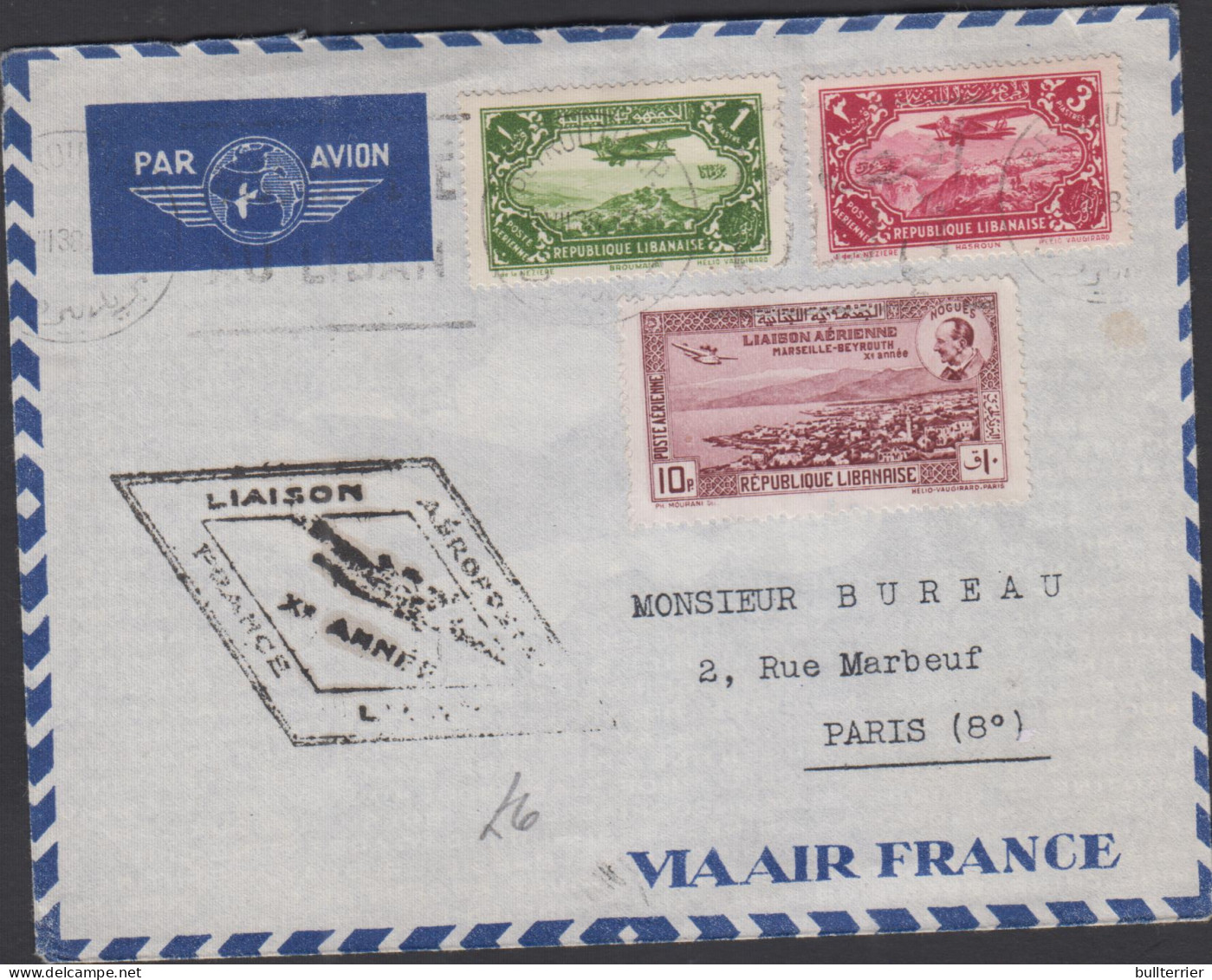 Lebanon - 1922- Airmail Cover To Paris - Lebanon