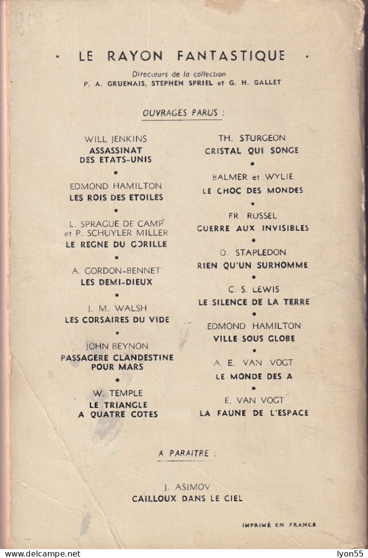 La Faune De L'espace Van Vogt 1952 - Le Rayon Fantastique