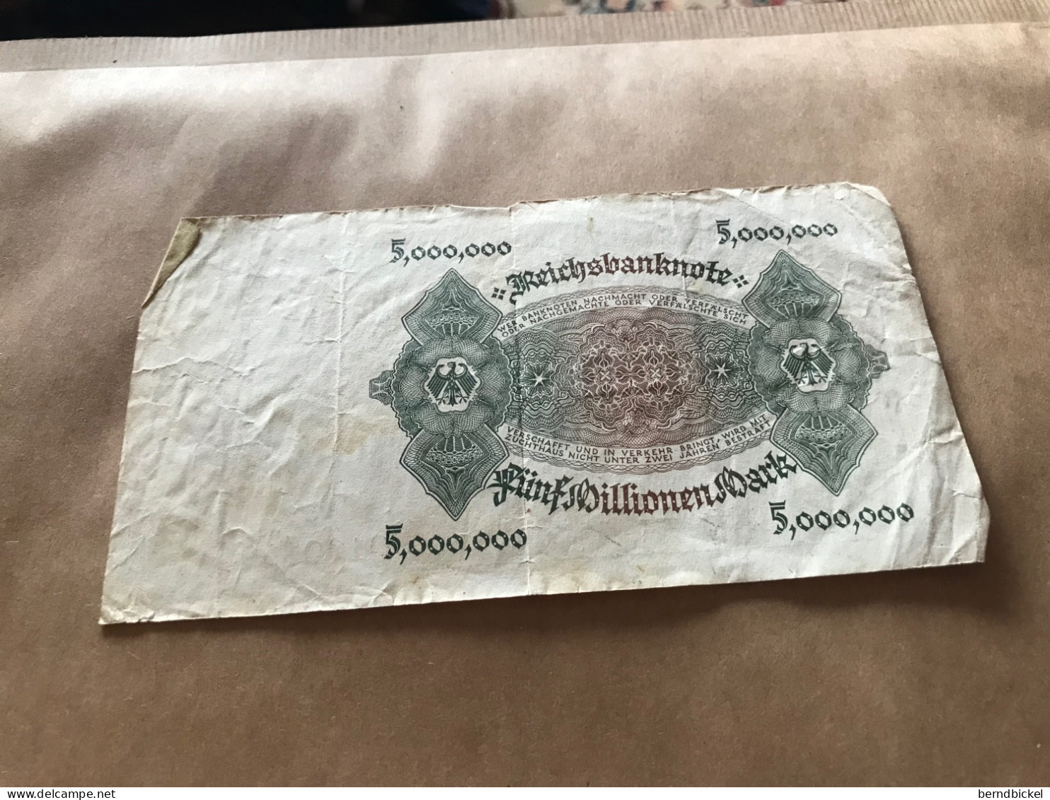 Banknote Reichsbanknote Deutsches Reich 5 Millionen Mark Juni 1923 - 5 Miljoen Mark