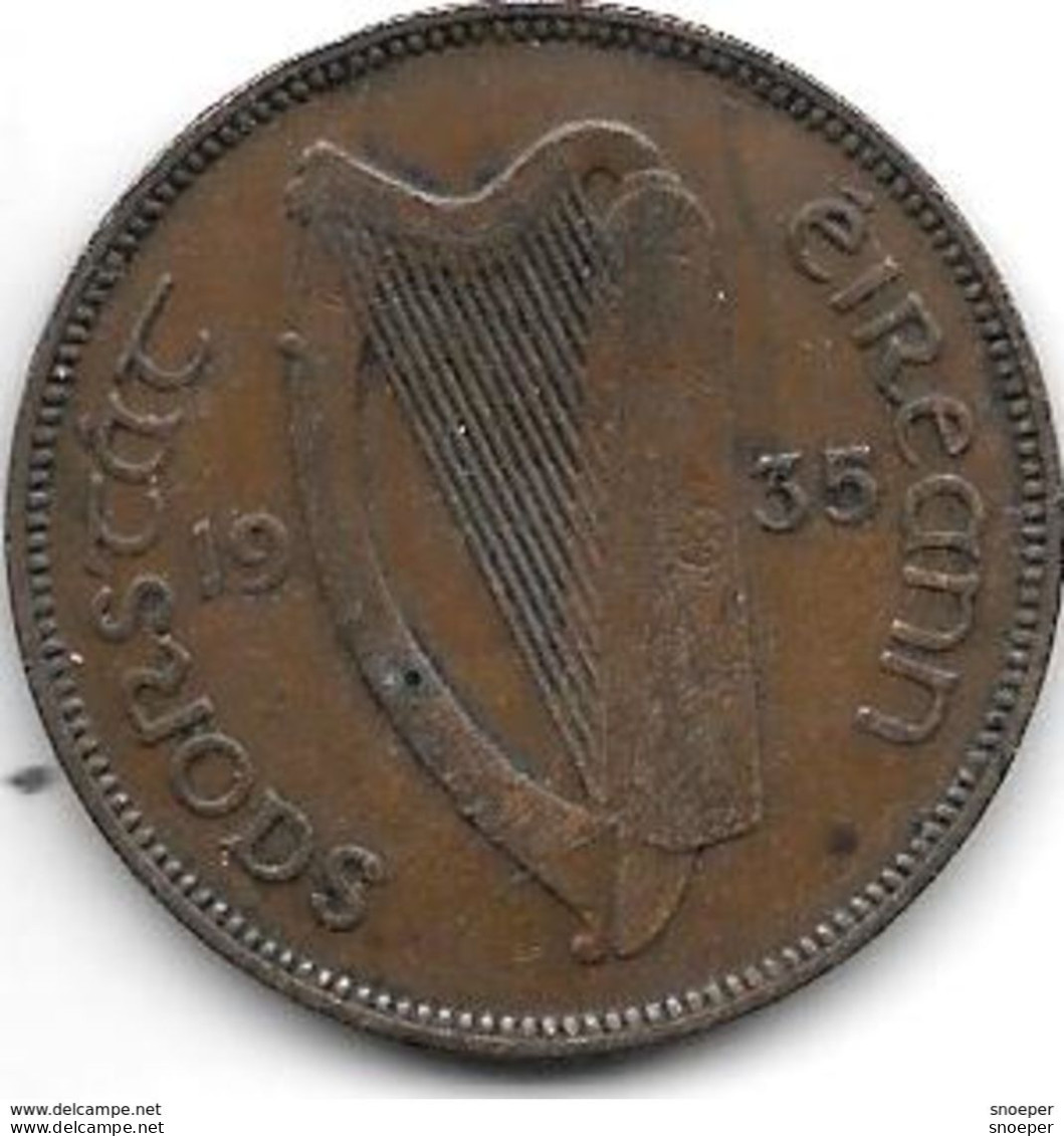 *ireland 1/2 Penny 1935  Km 2 Vf+ - Irlanda