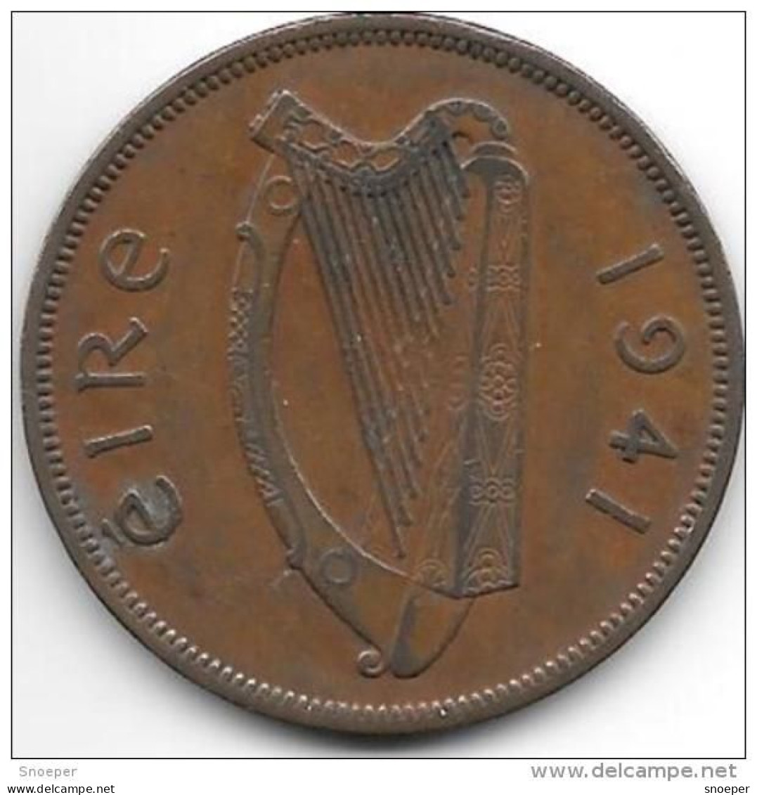 *ireland  1 Penny  1941  Km 11  Vf+ - Irlanda