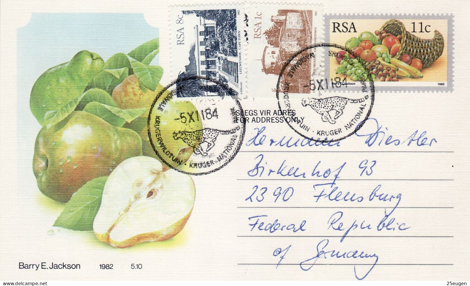 SOUTH AFRICA 1984  POSTCARD SENT TO FLENSBURG - Lettres & Documents