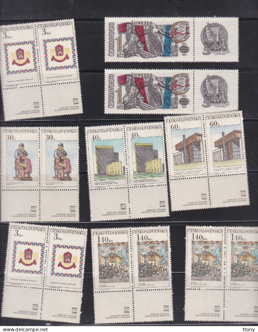 lot  timbres Tchécoslovaquie  Ceskoslovensko 900 timbres environs ! dont 700  oblitérés :en neufs ** paires  blocs  ect