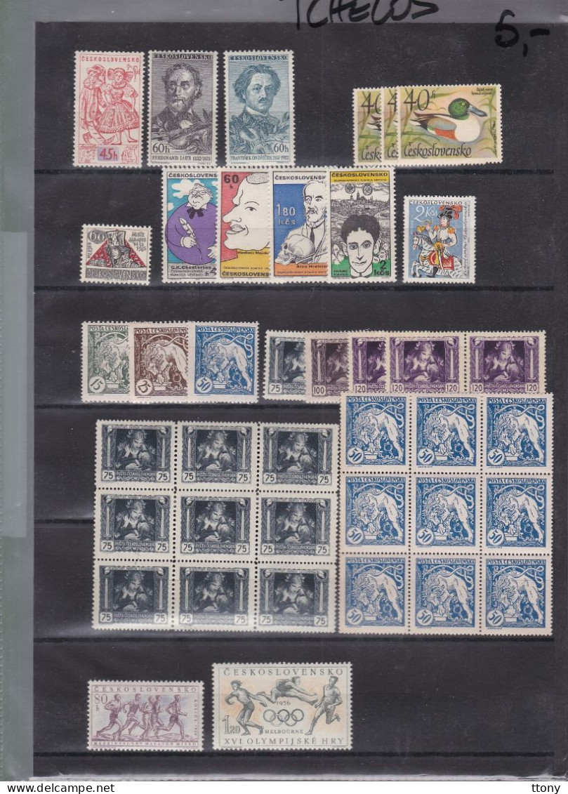 lot  timbres Tchécoslovaquie  Ceskoslovensko 900 timbres environs ! dont 700  oblitérés :en neufs ** paires  blocs  ect