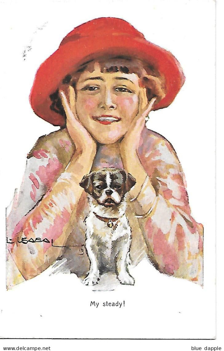 Illustrator - L. Usabal - Woman With Hat, Dog, Femme Avec Chapeau, Chien, Donna Con Cappello, Cane, Frau Mit Hut, Hund - Usabal