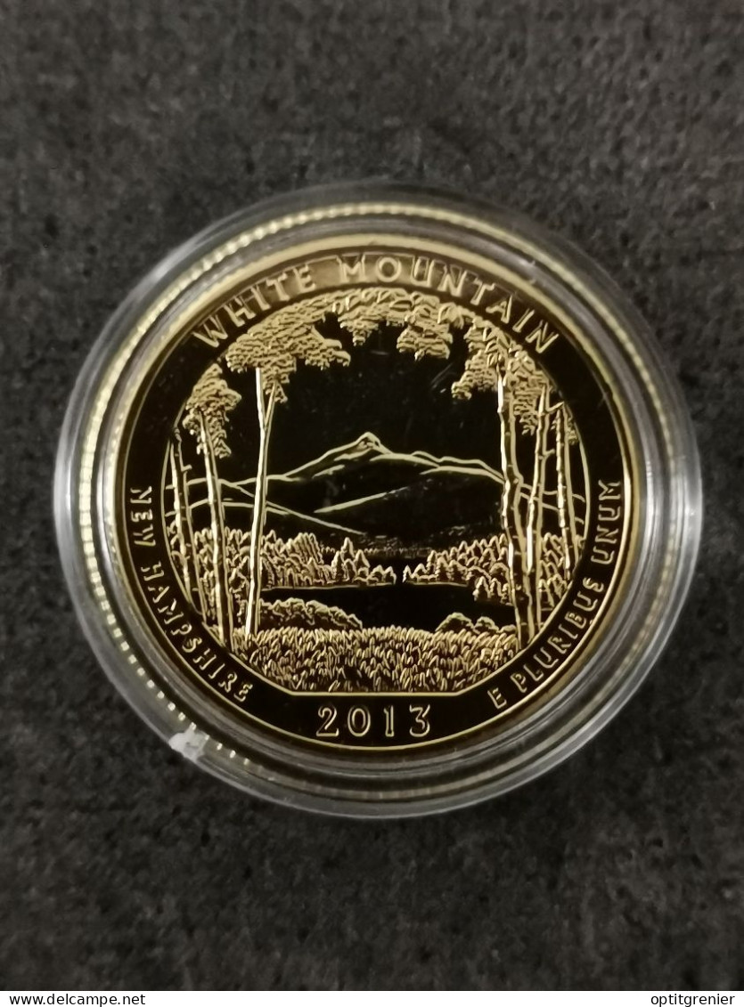 NATIONAL PARKS QUARTER DOLLAR 2013 D NEW HAMPSHIRE MONTAGNES / CUPRONICKEL DORURE OR 24 CARATS / USA / + CERTIFICAT - 2010-...: National Parks