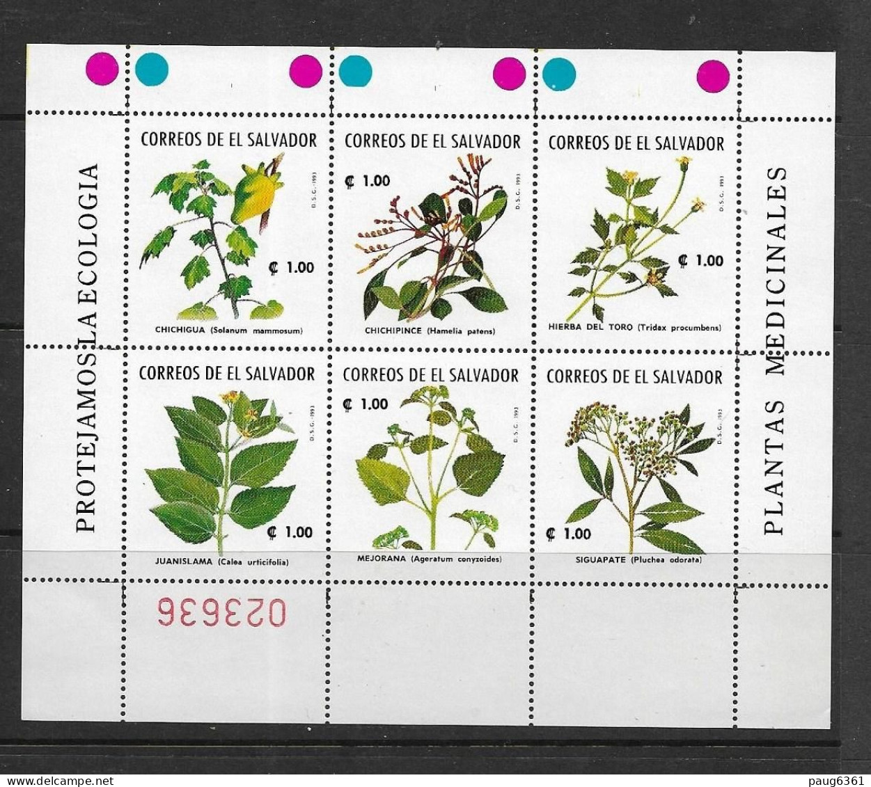 SALVADOR 1993 PLANTES MEDICINALES  YVERT N°1189/94   NEUF MNH** - Medicinal Plants