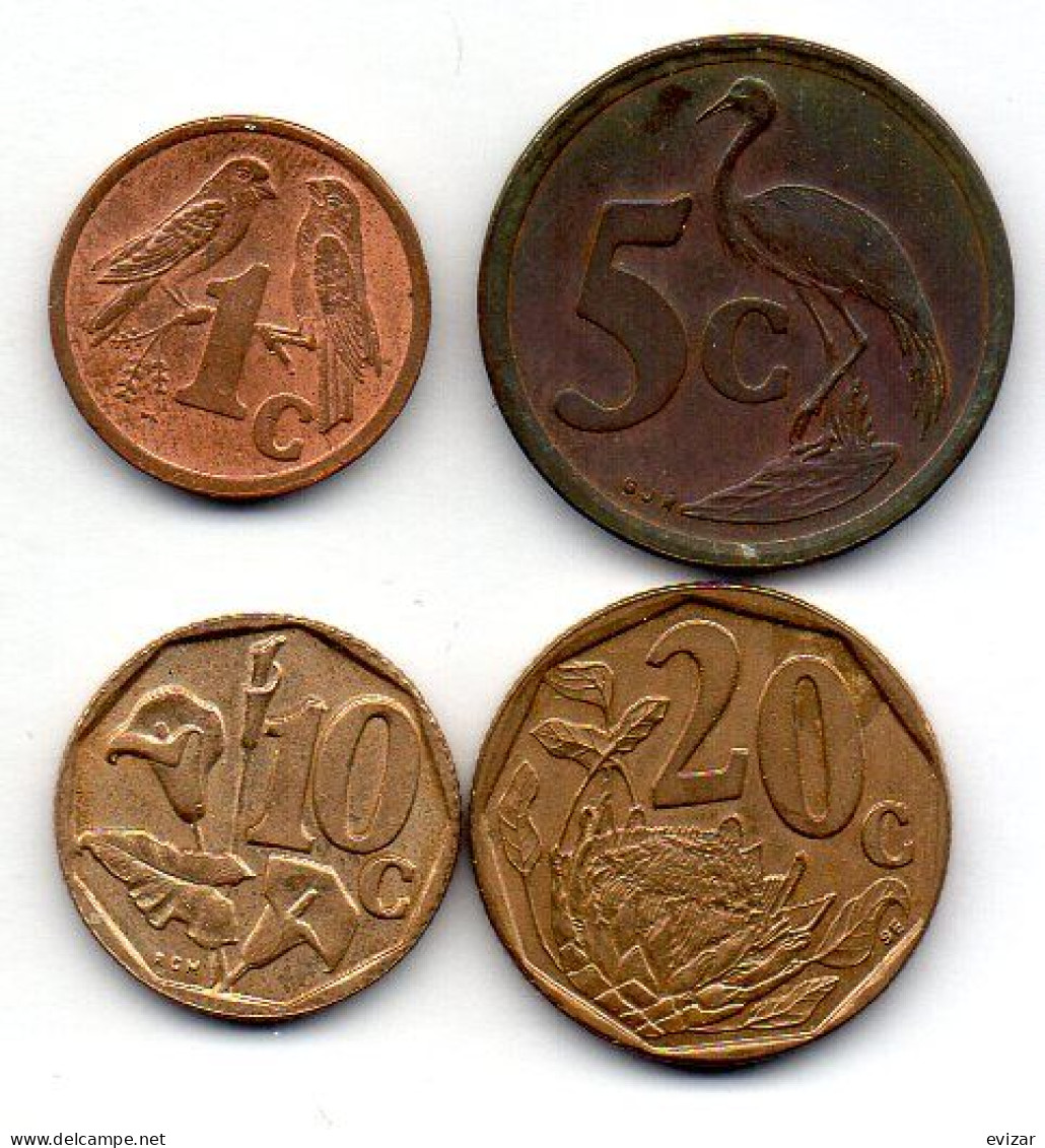 SOUTH AFRICA, Set Of Four Coins 1, 5, 10, 20 Cents, Copper, Brass, Year 1996-97, KM # 158, 160, 161, 162 - South Africa