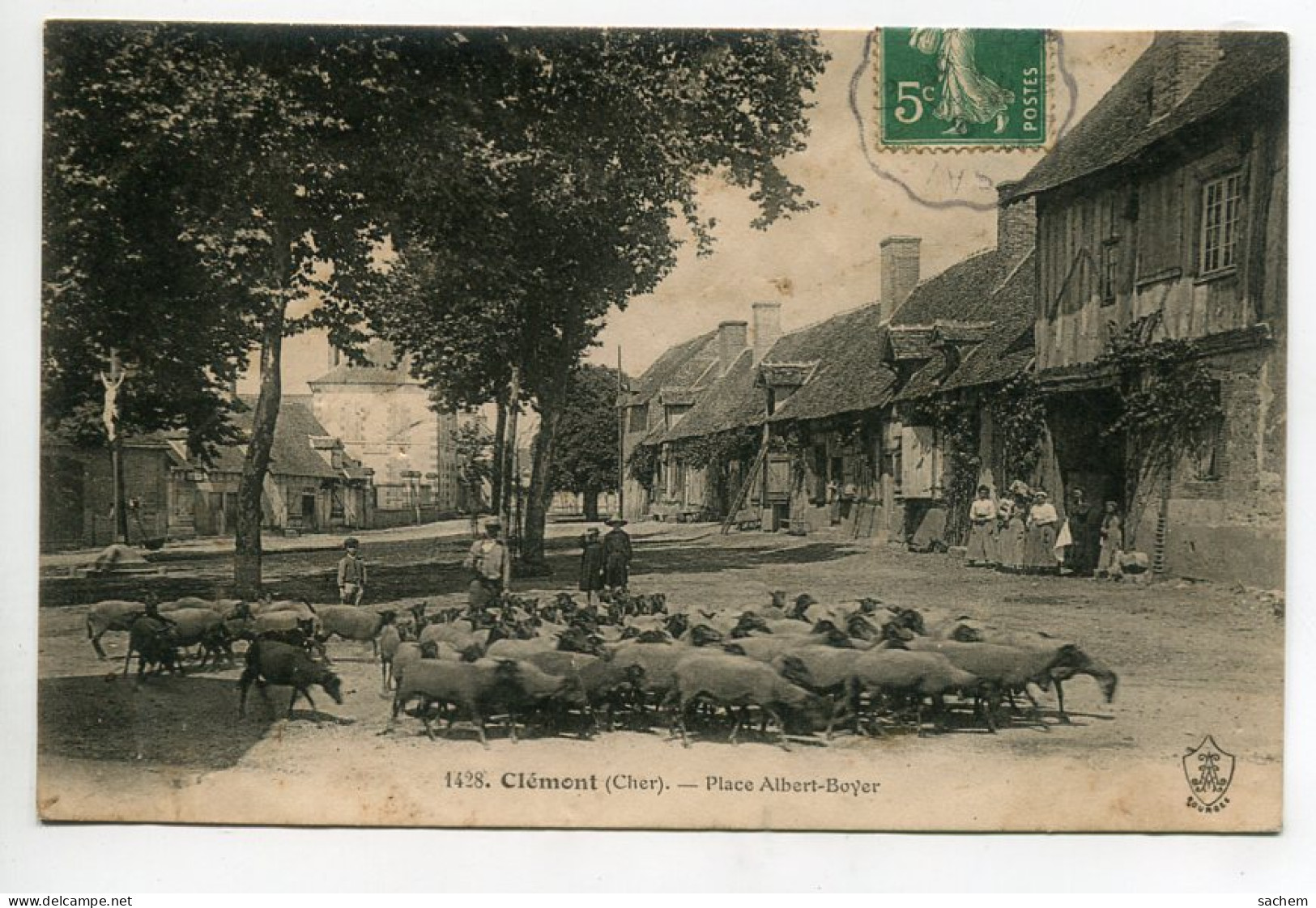 18 CLEMONT PLace Albert Boyer Le Berger Et Ses Moutons Animation 1909 écrite Timb  Edit Auxenfants  D14 2022 - Clémont